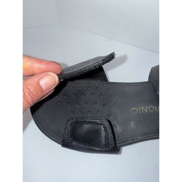 Vionic Raz Metallic Sandals Wedge Comfort Casual Adjustable Straps Black Size 9 - Picture 16 of 16